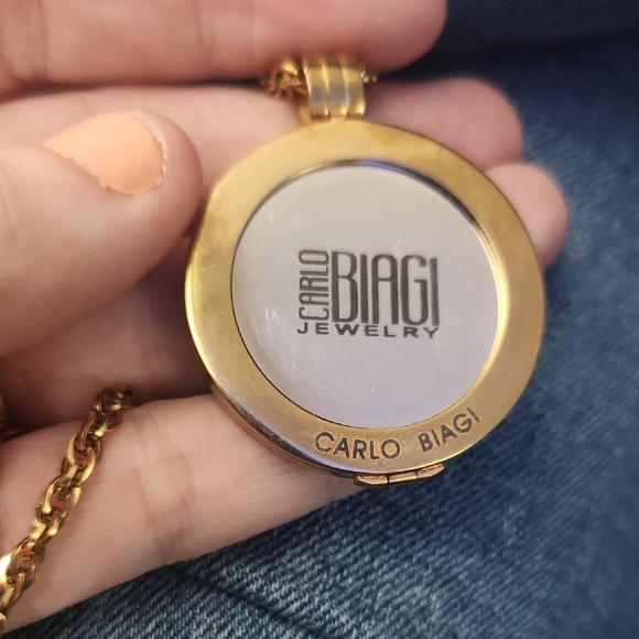 Carlo Biagi Necklace with Swarovski Crystal Coin And Gold Tone Chain - Picture 2 of 8